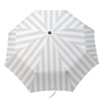 Vertical Stripes - White and Platinum Gray Folding Umbrella