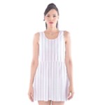 Vertical Stripes - White and Pale Gray Scoop Neck Skater Dress