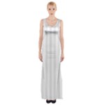 Vertical Stripes - White and Pale Gray Maxi Thigh Split Dress