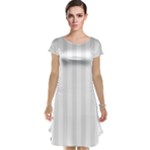 Vertical Stripes - White and Pale Gray Cap Sleeve Nightdress