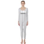 Vertical Stripes - White and Pale Gray Long Sleeve Catsuit