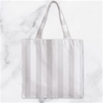 Vertical Stripes - White and Pale Gray Zipper Grocery Tote Bag