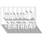 Vertical Stripes - White and Pale Gray Happy Birthday 3D Greeting Card (8x4)