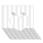 Vertical Stripes - White and Pale Gray Heart 3D Greeting Card (7x5)