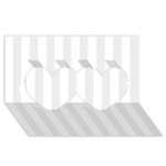 Vertical Stripes - White and Pale Gray Twin Hearts 3D Greeting Card (8x4)
