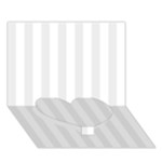 Vertical Stripes - White and Pale Gray Heart Bottom 3D Greeting Card (7x5)