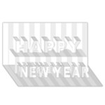 Vertical Stripes - White and Pale Gray Happy New Year 3D Greeting Card (8x4)