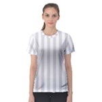 Vertical Stripes - White and Gainsboro Gray Women s Sport Mesh Tee