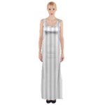 Vertical Stripes - White and Gainsboro Gray Maxi Thigh Split Dress