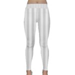 Vertical Stripes - White and Gainsboro Gray Yoga Leggings