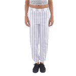Vertical Stripes - White and Gainsboro Gray Women s Jogger Sweatpants