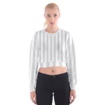 Vertical Stripes - White and Gainsboro Gray Women s Cropped Sweatshirt