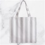 Vertical Stripes - White and Gainsboro Gray Zipper Grocery Tote Bag