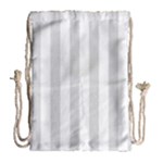 Vertical Stripes - White and Gainsboro Gray Drawstring Bag (Large)