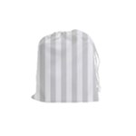 Vertical Stripes - White and Gainsboro Gray Drawstring Pouch (M)