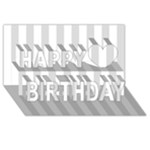 Vertical Stripes - White and Gainsboro Gray Happy Birthday 3D Greeting Card (8x4)