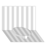 Vertical Stripes - White and Gainsboro Gray Circle Bottom 3D Greeting Card (7x5)