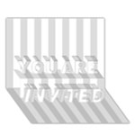Vertical Stripes - White and Gainsboro Gray YOU ARE INVITED 3D Greeting Card (7x5)