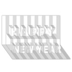 Vertical Stripes - White and Gainsboro Gray Happy New Year 3D Greeting Card (8x4)
