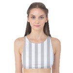 Vertical Stripes - White and Light Gray Tank Bikini Top
