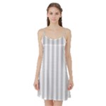 Vertical Stripes - White and Light Gray Satin Night Slip