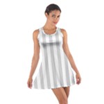 Vertical Stripes - White and Light Gray Cotton Racerback Dress