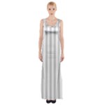 Vertical Stripes - White and Light Gray Maxi Thigh Split Dress