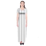 Vertical Stripes - White and Light Gray Short Sleeve Maxi Dress