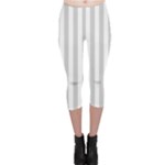 Vertical Stripes - White and Light Gray Capri Leggings