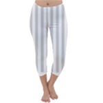 Vertical Stripes - White and Light Gray Capri Winter Leggings