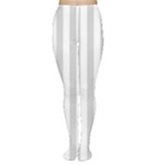 Vertical Stripes - White and Light Gray Women s Tights