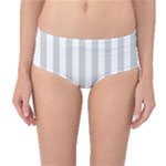 Vertical Stripes - White and Light Gray Mid-Waist Bikini Bottoms
