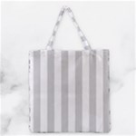 Vertical Stripes - White and Light Gray Grocery Tote Bag
