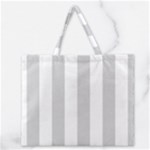 Vertical Stripes - White and Light Gray Zipper Large Tote Bag