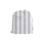 Vertical Stripes - White and Light Gray Drawstring Pouch (M)