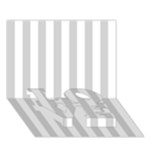 Vertical Stripes - White and Light Gray LOVE Bottom 3D Greeting Card (7x5)