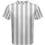 Vertical Stripes - White and Silver Gray Men s Cotton Tee