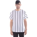 Vertical Stripes - White and Silver Gray Men s Sport Mesh Tee