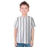 Vertical Stripes - White and Silver Gray Kid s Cotton Tee
