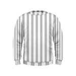 Vertical Stripes - White and Silver Gray Kid s Sweatshirt