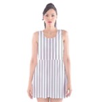 Vertical Stripes - White and Silver Gray Scoop Neck Skater Dress