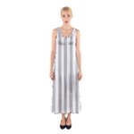 Vertical Stripes - White and Silver Gray Full Print Maxi Dress