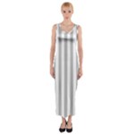 Vertical Stripes - White and Silver Gray Fitted Maxi Dress