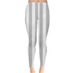 Vertical Stripes - White and Silver Gray Women s Leggings