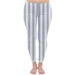 Vertical Stripes - White and Silver Gray Winter Leggings