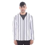Vertical Stripes - White and Silver Gray Hooded Wind Breaker (Men)