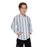 Vertical Stripes - White and Silver Gray Wind Breaker (Kids)