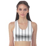 Vertical Stripes - White and Silver Gray Women s Sports Bra