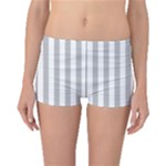Vertical Stripes - White and Silver Gray Boyleg Bikini Bottoms
