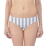 Vertical Stripes - White and Silver Gray Hipster Bikini Bottoms